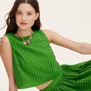 Kate Spade Vibrant Green Eyelet Blouse